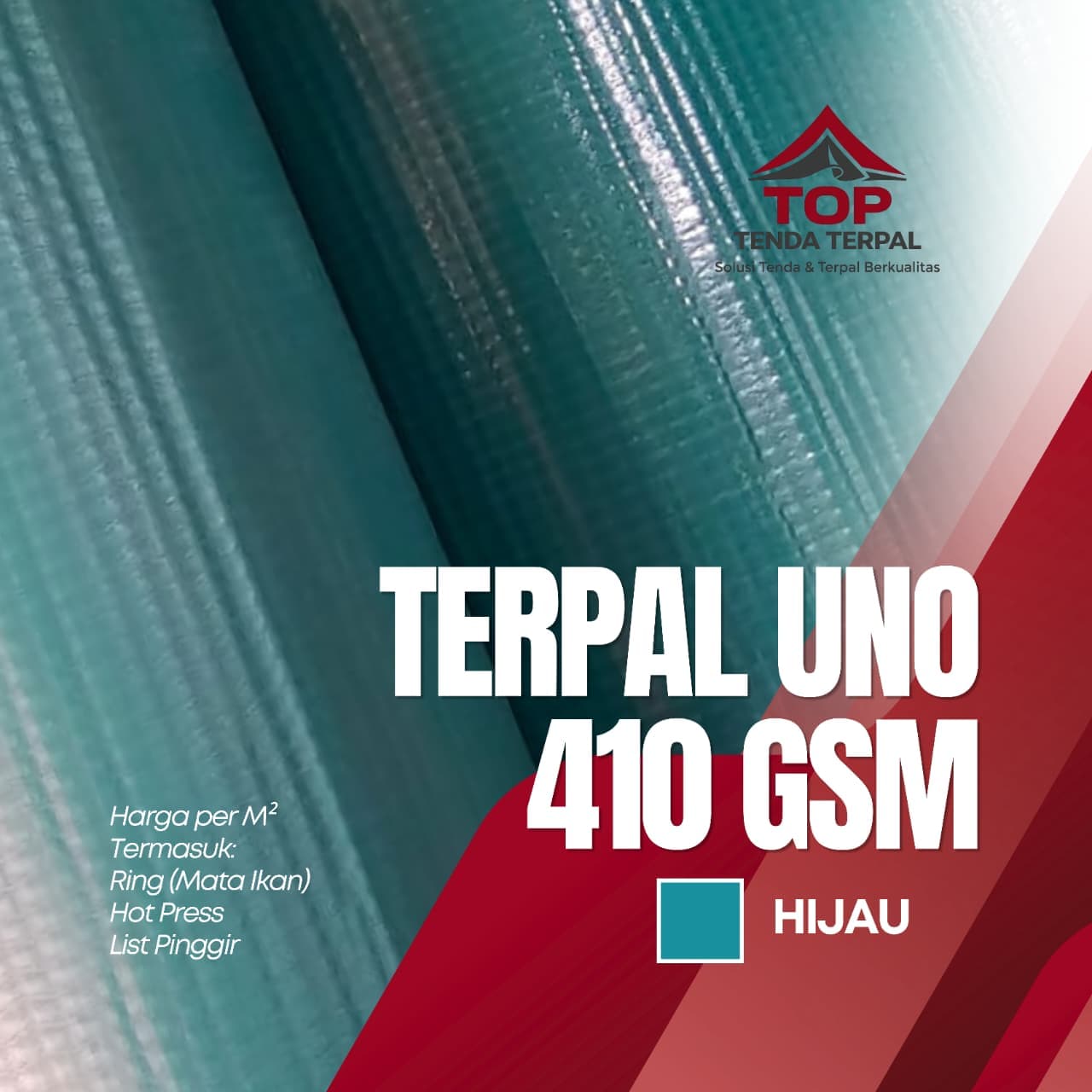 Terpal UNO 410 GSM Merah Hijau 1